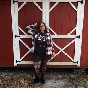 Y2K Vintage Plaid Floral Button Up Velvet Collar Embroidered Bobbie Brooks Sz 46